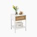 Bay Isle Home™ Alaistair Manufactured Wood, Metal Nightstand Wood in Brown/White | 21.26 H x 15.74 W x 13.58 D in | Wayfair