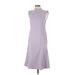 Ann Taylor Casual Dress - Midi Mock Sleeveless: Gray Print Dresses - Women's Size 0