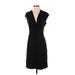 Catherine Malandrino Casual Dress - Sheath Plunge Short sleeves: Black Print Dresses - Women's Size Small
