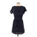 BeachLunchLounge Casual Dress - Mini Crew Neck Short sleeves: Blue Floral Dresses - Women's Size X-Small