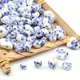 Perles d'Espacement en Porcelaine pour Travaux Manuels Motifs de Fleurs Chinoises Bleues et Noires