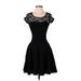 FELICITY & COCO Casual Dress - Party Scoop Neck Short sleeves: Black Solid Dresses - Women's Size X-Small Petite