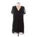 Zara Basic Casual Dress - Shift V Neck Short sleeves: Black Dresses - Women's Size Medium