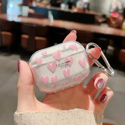 Rosa Liebesring für Airpods Pro 2nd Kopfhörerhülle für Apple 1/2/3 Weiche, matte TPU-Kopfhörerhülle für Frauen und Mädchen mit Schlüsselanhänger Image