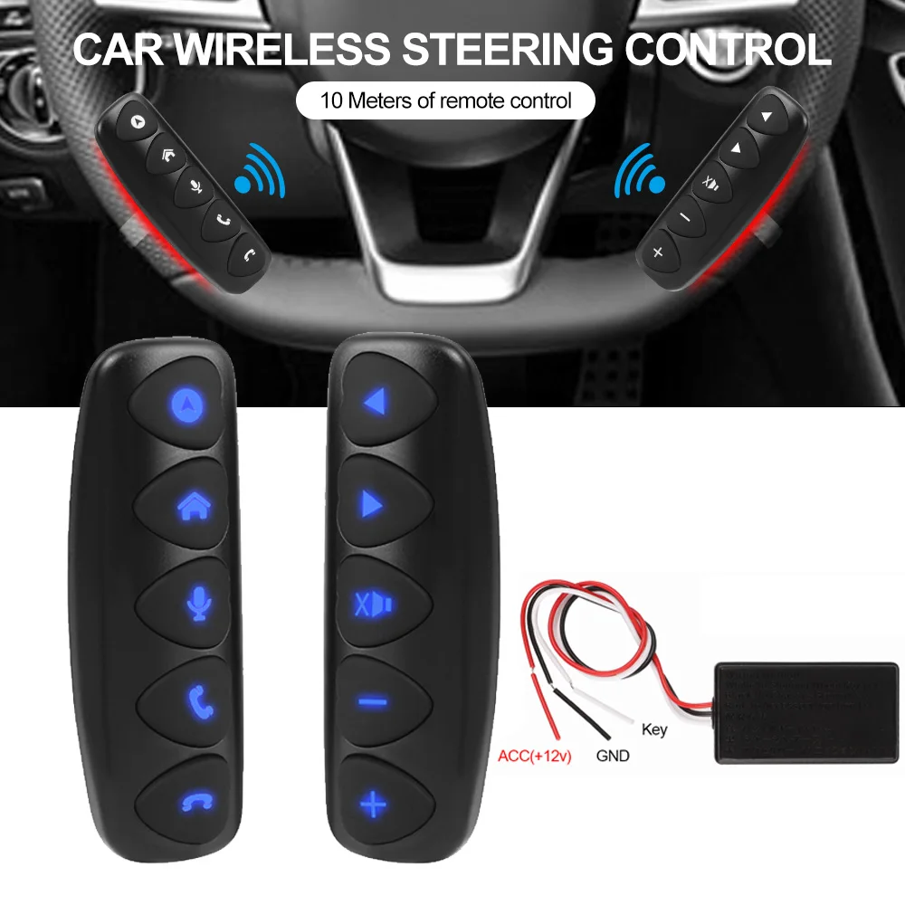 Drahtlose Auto-Lenkradsteuerungstaste, 10-Tasten, leuchtend, für Radio, DVD, GPS, Multimedia, Navigation, Kopfeinheit, Fernbedienung