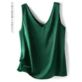 T-shirt da donna Elegante camicetta in raso di seta senza maniche Donna Estate 2025 Canotte larghe