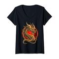 Drachen Year Of Chninesisches Tierkreiszeichen T-Shirt mit V-Ausschnitt
