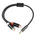 3.5mm Male to Dual RCA Female Audio Cable - 1/8 Inch to Double RCA Stereo Cable Gold Plated 1Ft - Ideal for Mobile Phone PC TV DVD MP3 Player - Y Adapter Audio Cables