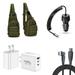 Travel Bundle for Samsung Galaxy S24+ Plus Tactical Storage Sling Backpack Tempered Glass Screen Protector 40W Car Charger Power Adapter 3-Port Wall Charger USB C to USB C Cable (Army Green)