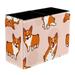 Pink Corgis Dog Pattern PVC Leather Brush Holder and Pen Organizer - Dual Compartment Pen Holder - Stylish Pen Holder and Brush Organizer