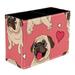 Funny Pink Pugs Puppies Pattern PVC Leather Brush Holder and Pen Organizer - Dual Compartment Pen Holder - Stylish Pen Holder and Brush Organizer