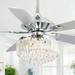 52 in. Chrome Downrod Mount Crystal Chandelier Ceiling Fan with Light and Remote Control - 52 in. W X 52 in. D X 20.5 in. H