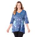 Plus Size Women's Panne Velvet Tunic by Catherines in Blue Paisley (Size 1X)