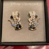 Disney Jewelry | Disney X Baublebar Minnie Mouse In Blue Dress Earrings & Rainbow Rhinestones New | Color: Blue/White | Size: Os