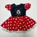 Disney Dresses | Girl's 5 Vintage Disney Minnie Mouse Black Red Polka Dot Eyelet Lace Kids Dress | Color: Red/White | Size: 5g