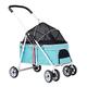Lightweight Pet Travel Stroller Carriage for Small/Medium Dogs, Cat Stroller Folding Pet Carriage Zipperless Entry Dog Prams Pushchairs with Adjustable Awning, Cushion (Color : Blue)