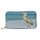 XqmarT Blue Heron On Shore Tropical Wallets Large Capacity Wallet for Men Women Wallets Credit Card Microfiber Leather Wallet