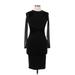 Karen Millen Casual Dress - Bodycon Crew Neck Long sleeves: Black Print Dresses - Women's Size Large