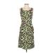 Sangria Casual Dress - Sheath Scoop Neck Sleeveless: Green Leopard Print Dresses - Women's Size 4