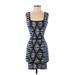 BCBGMAXAZRIA Casual Dress - Bodycon Square Sleeveless: Blue Print Dresses - Women's Size 2X-Small