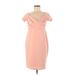 Pink Blush Casual Dress - Sheath V Neck Short sleeves: Pink Print Dresses - Women's Size Medium