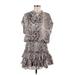 Vestique Casual Dress - DropWaist: Gray Snake Print Dresses - Women's Size Medium