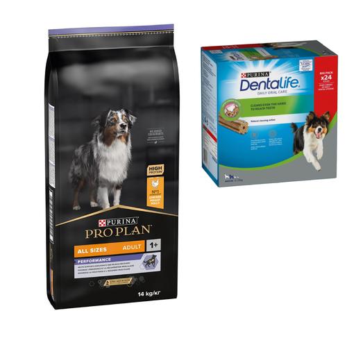 PURINA PRO PLAN Trockenfutter + passende Dentalife Snacks gratis! - 14 kg All Size Adult...