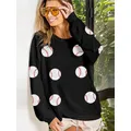 Felpa con paillettes da Baseball Pullover da Baseball top per donna felpa a maniche lunghe Raglan