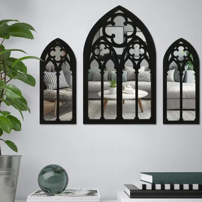 6/3pc Wanda uf kleber Bogen Spiegel Retro Gothic Dekor Kathedrale Fensterform Spiegel Home dekorative Handwerk Wand Wand spiegel Image