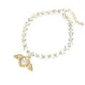 Farfi Jewelry Necklace Adorable Decorative Adjustable Pearl Wings Pet Necklace for Outdoor (Golden XS)
