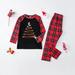 Virmaxy Christmas Family Pajamas Matching Two-piece Sets Toddler Kids Letter Printed Patchwork Loungewear Long Sleeve Crew Neck Bottom Shirt With Plaid Pants Set Black-B 2T