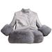 ASFGIMUJ Girls Jacket Fall Winter Kids Pu Collar Jackets Warm Woolen Jacket Coats Winter Coats For Girls Grey 8 Years-9 Years