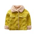 ASFGIMUJ Toddler Jackets For Girls Boys Long Sleeve Solid Color Winter Coat Jacket Thicken Windproof Warm Outwear girls Outerwear Jackets & Coats Yellow 18 Months-24 Months