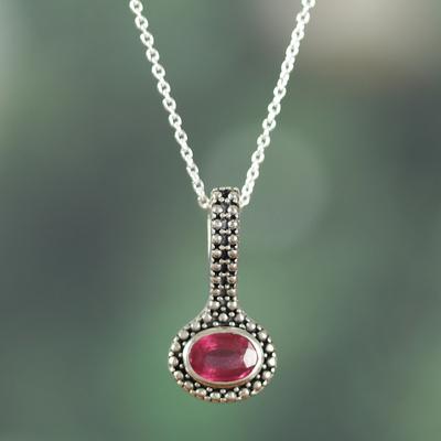 Pink Joy,'Classic One-Carat Faceted Ruby Pendant Necklace from India'