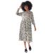 Plus Size Women's Midi Shirtdress With Pleated Skirt by ellos in Stone Black Print (Size 10)