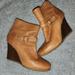 J. Crew Shoes | J. Crew Size 8.5 Cognac Color Leather & Brown Wedge Booties | Color: Brown/Orange | Size: 8.5