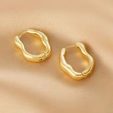 Anthropologie Jewelry | Gold Wavy Abstract Hoop Earrings | Color: Gold | Size: Os