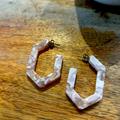 Madewell Jewelry | Madewell Resin Geometric Open Hoop Earrings | Color: Pink/White | Size: Os