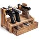 QCHIAN Pistol Rack with Drawer, Wood Gun Rack Holder for Gun Safe, Handgun Gun Display Stand Gun Safe Accessories, Indoor Pistol Stand for Gun Cabinets, Desk, Night Stand