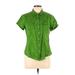 Old Navy Short Sleeve Button Down Shirt: Green Tops - Women's Size Large