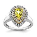 1.8 To 3.05mm 14ct Two tone Gold Lab Grown Diamond and Created Yellow Sapphire Ring Size N 1/20 Jewelry Gifts for Women