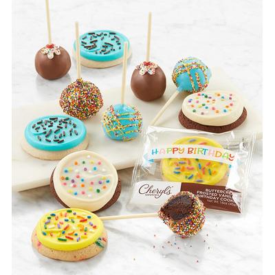 Birthday Cake Pops & Cookies by Cheryl's Cookies
