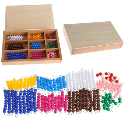 Matériel mathématique Montessori barre 1 à 9 perles dans une boîte en bois jouet préscolaire