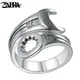 ZABRA-Bague réglable en argent regardé 925 pour hommes et femmes bijoux de motard amour rétro