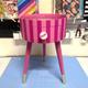 Pink striped bedside table. Glitter top, stripe nightstand, colourful end table , taller legs, Barbiecore