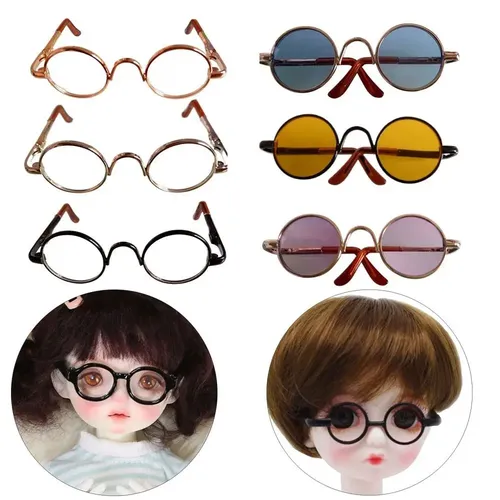 6 5 cm Mode Plüsch Puppe Brille für 10cm/15cm süße Baumwoll puppen Rahmen Brille für bjd Puppen Mini