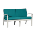 Upholstered Loveseat Sofa with Solid Wood Legs Modern Comfy 2 Seater Sofa Couch with Armrest Lounge Sofa for Indoor Outdoor Garden Backyard Porch Dark Green