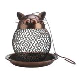 Hariumiu Bird Feeder with Squirrel-proof Lid Wild Bird Feeder Vintage Cat Style with Baffle Easy Fill Spacious Standing Space Garden Decoration Gift Antiqued