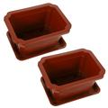 2 Sets Garden Plastic Planter Rectangle Flowerpot Bonsai Pot Gardening Bonsai Containers