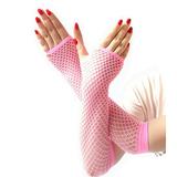 RPVATI Hand Gloves for Women Fingerless Warm Winter Arm Long Black Fishnet Cute Work Gloves Pink 26cmX10cm